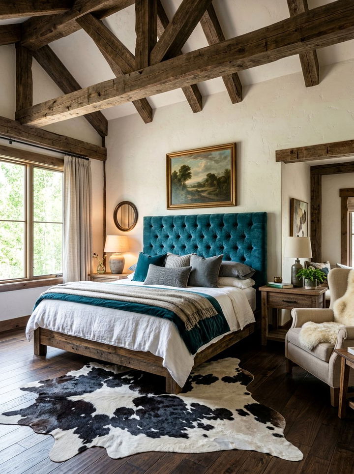 Teal velvet rustic bedroom - 30 rustic teal bedroom ideas