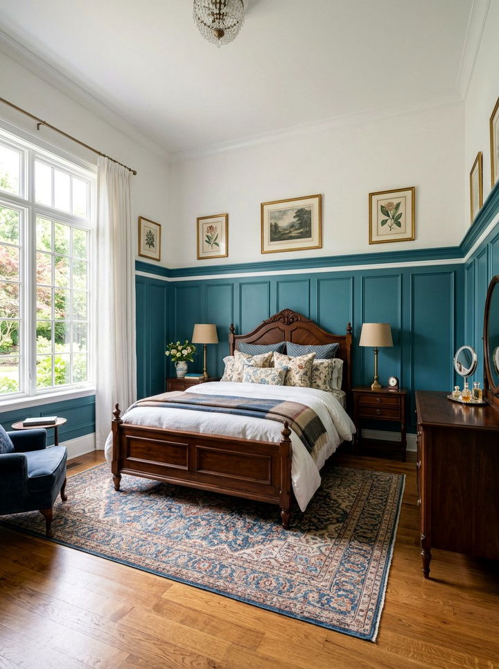 Teal wainscoting - 30 modern teal bedroom ideas