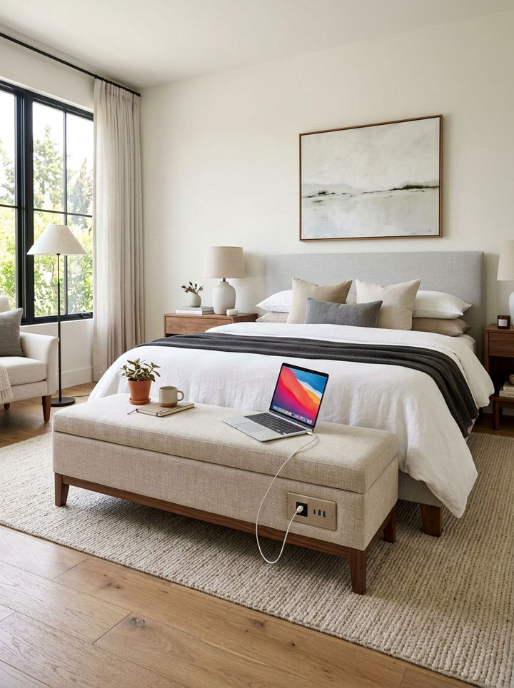 Tech Friendly Bench Outlet - 30 bedroom charging stations