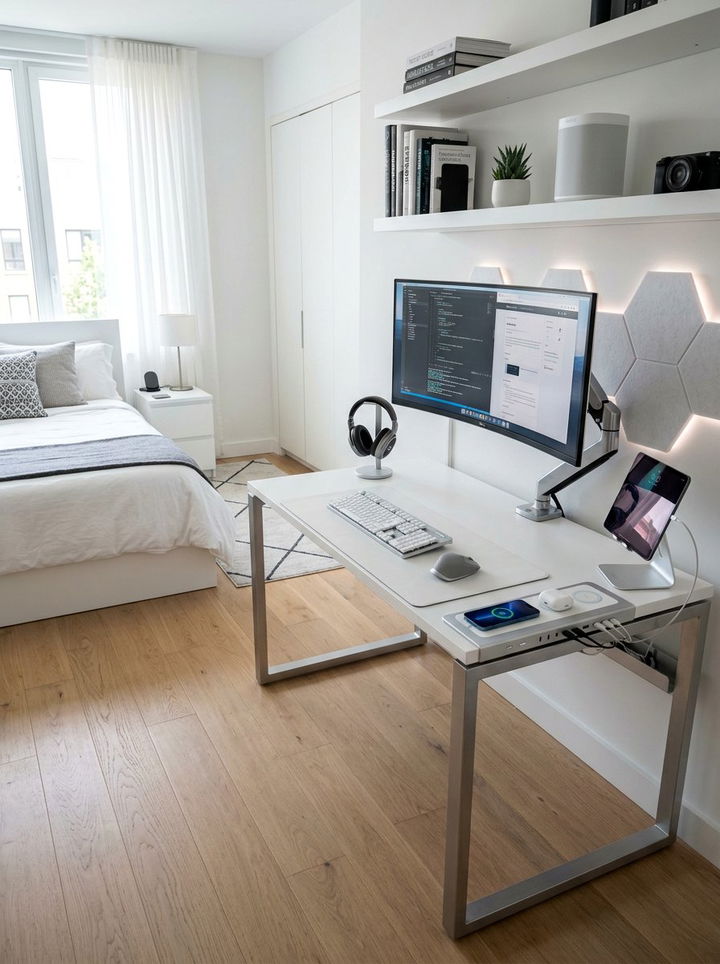 Tech Gadget Desk - 30 bedroom hobby display ideas