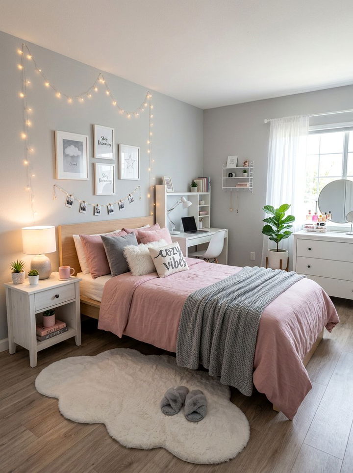 Teen Pink Gray Aesthetic Bedroom - 30 pink gray bedroom ideas