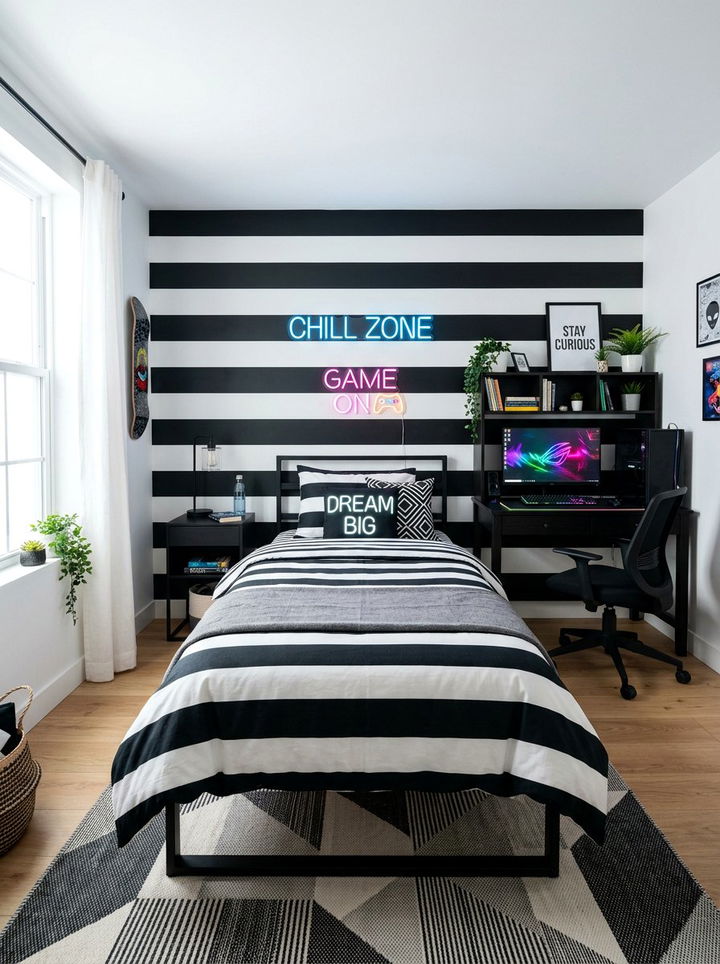Teen striped bedroom - 30 bedroom striped bedding ideas