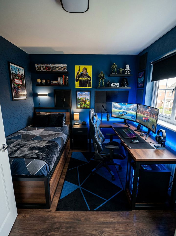 Teenager bedroom with gaming zone - 30 L-shaped bedroom ideas