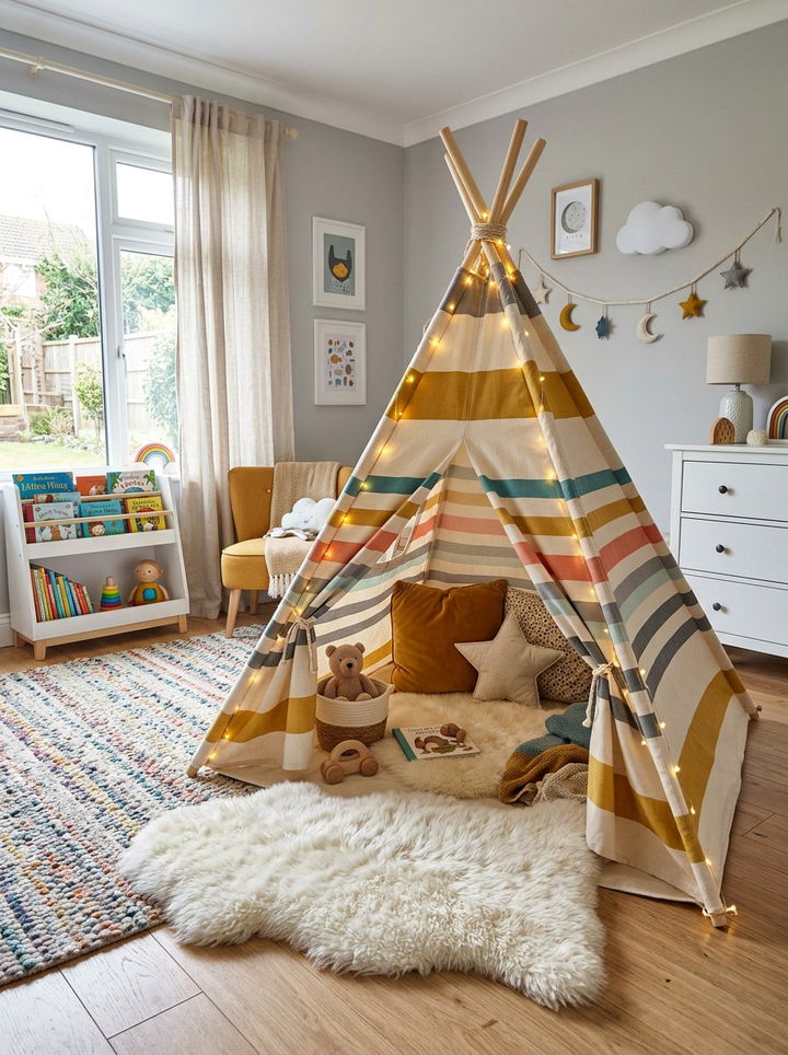 Teepee Play Area - 30 kids bedroom ideas