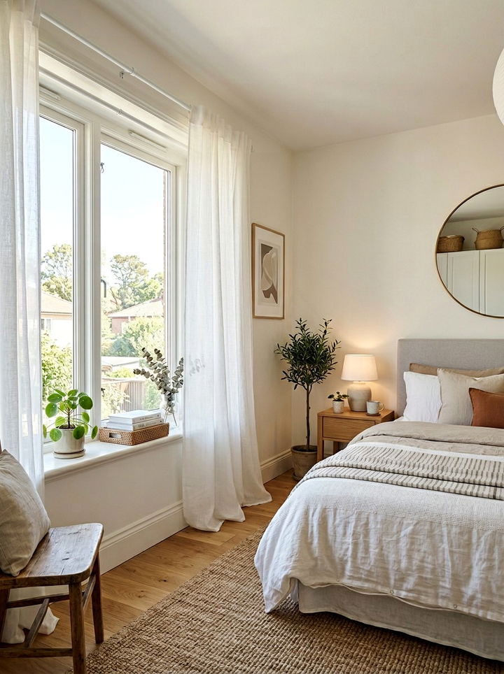 Tension Rod Curtains - 30 rental apartment bedroom ideas