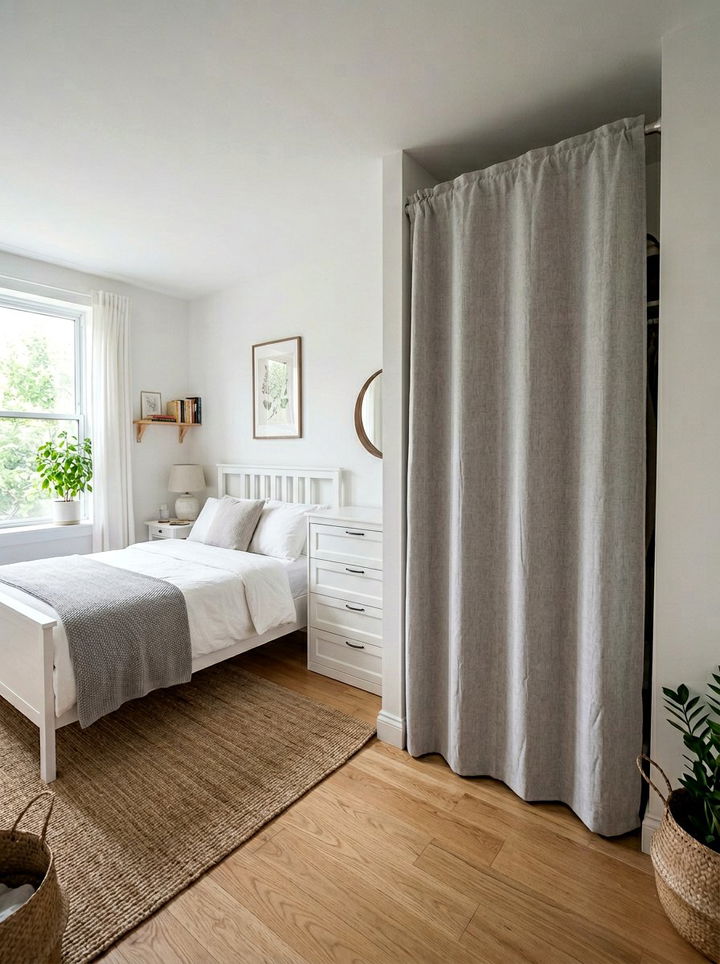 Tension Rod Fabric Divider - 30 bedroom closet dividers