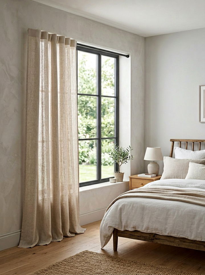 Tension rod curtain - 30 renter bedroom ideas