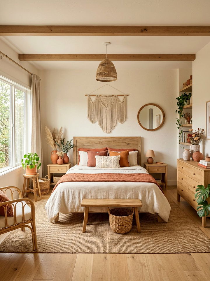 Terracotta Accents Cream Bedroom - 30 bohemian cream bedroom ideas