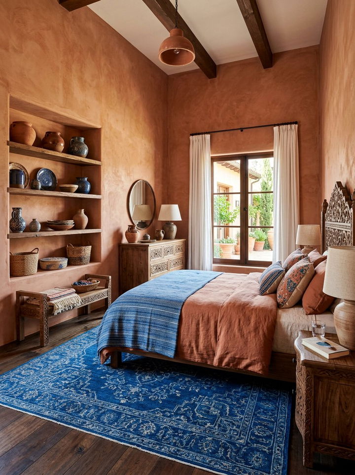 Terracotta And Blue Bedroom - 30 maximalist bedroom color ideas