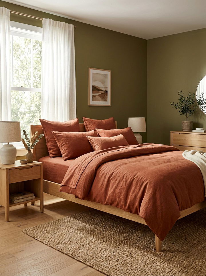Terracotta Bedding Set - 30 nature themed bedroom ideas