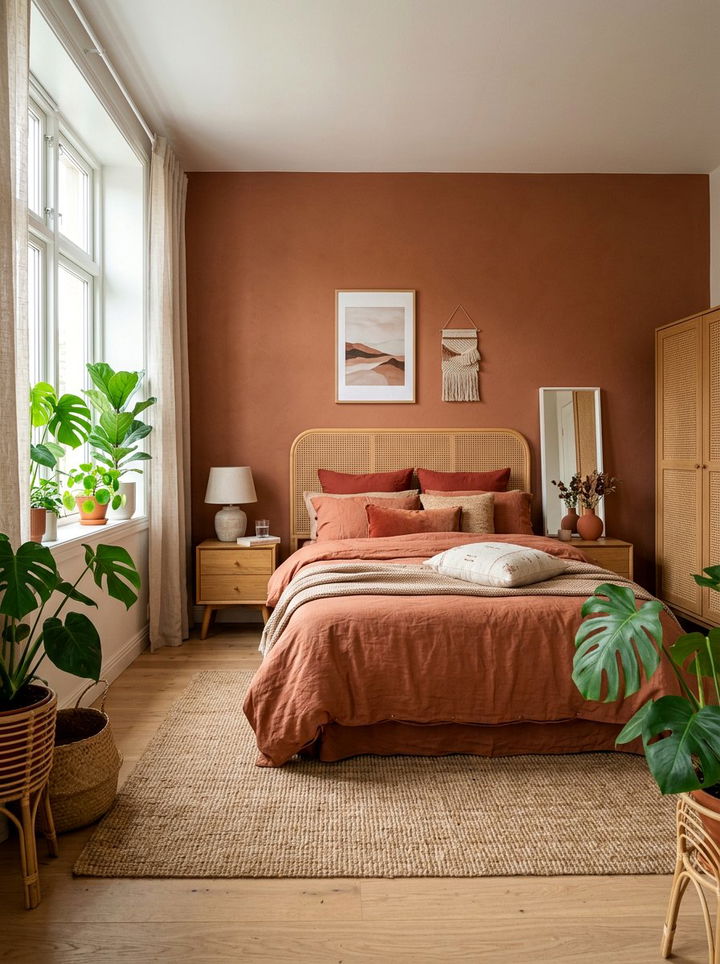 Terracotta Bedroom - 30 winter inspired bedroom color ideas