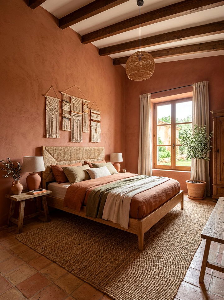 Terracotta Bedroom - 30 cozy bedroom color ideas