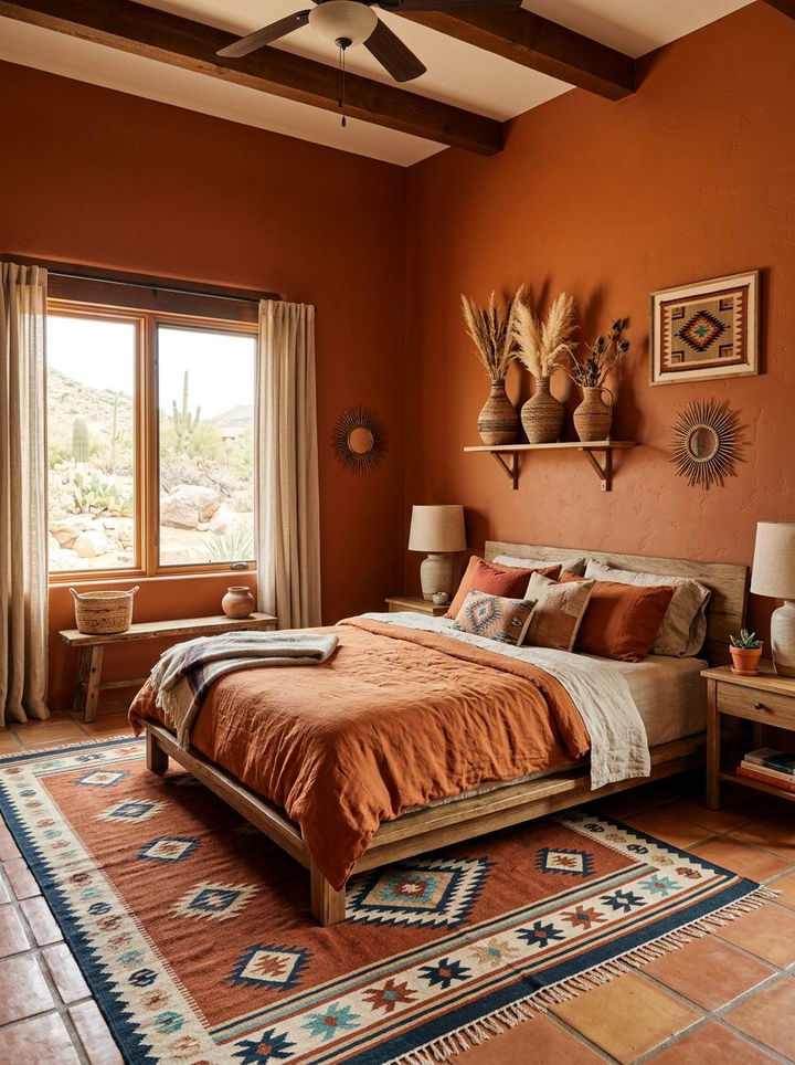 Terracotta Bedroom - 30 desert bedroom color ideas