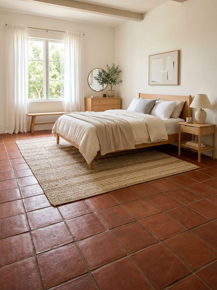 Terracotta Bedroom Floor - 30 Mexican bedroom ideas