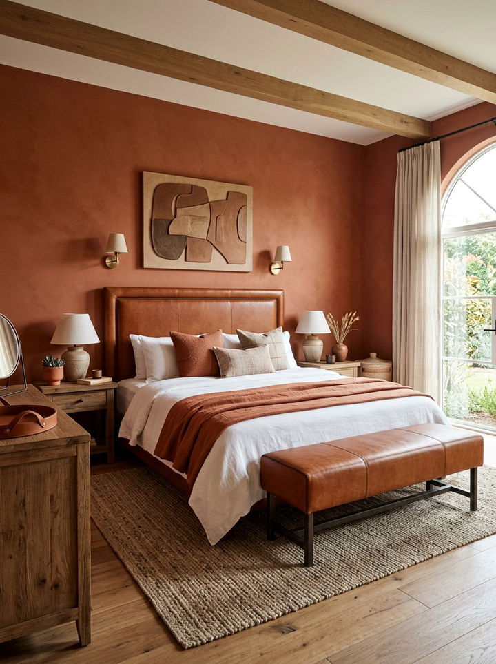 Terracotta Bedroom Leather Details - 30 terracotta accent wall bedroom