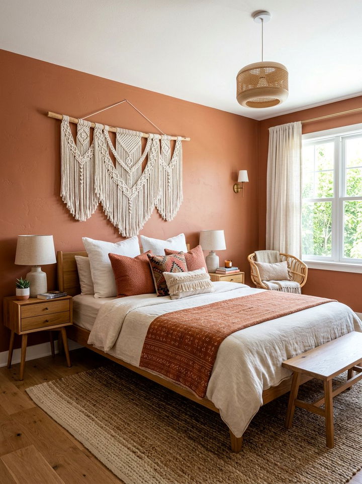 Terracotta Bedroom Macrame Wall Hanging - 30 terracotta accent wall bedroom