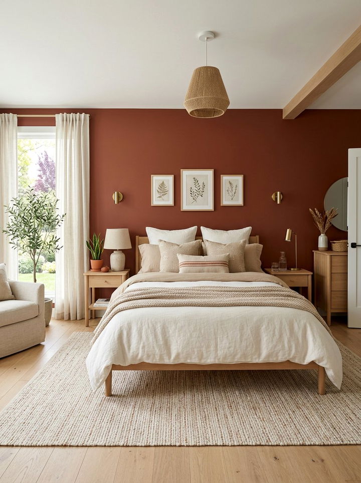 Terracotta Bedroom Neutral Bedding - 30 terracotta accent wall bedroom