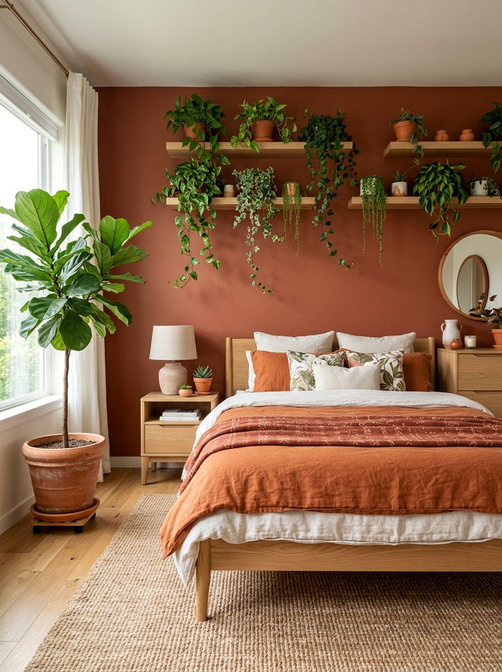 Terracotta Bedroom Plants - 30 terracotta accent wall bedroom