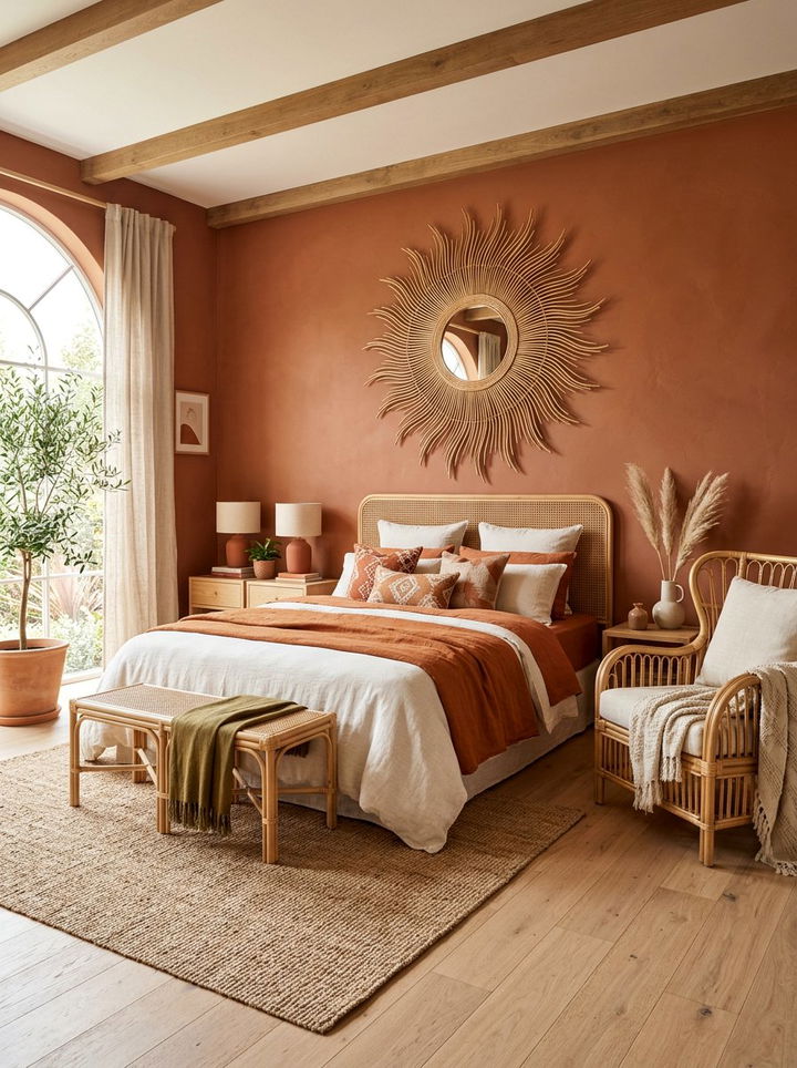 Terracotta Bedroom Rattan Decor - 30 terracotta accent wall bedroom