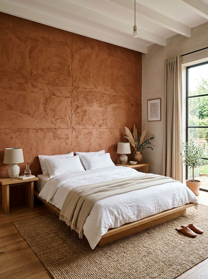 Terracotta Bedroom Wall - 30 warm toned bedroom ideas