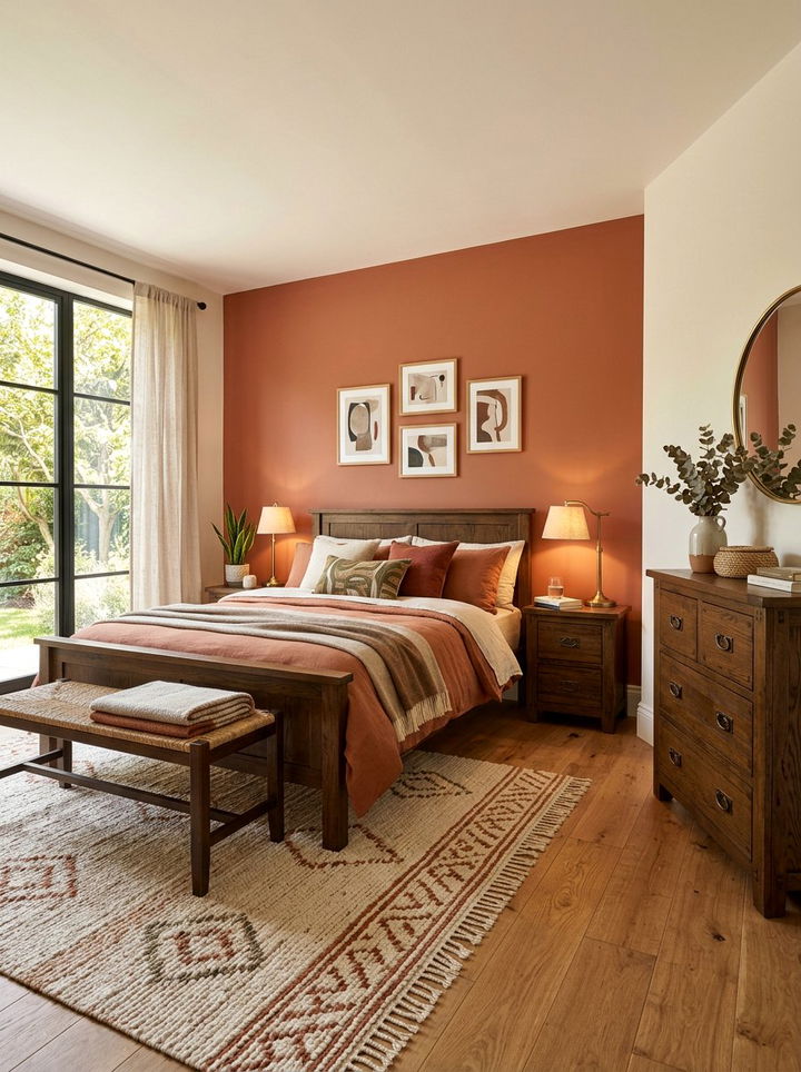 Terracotta Bedroom Wood Furniture - 30 terracotta accent wall bedroom