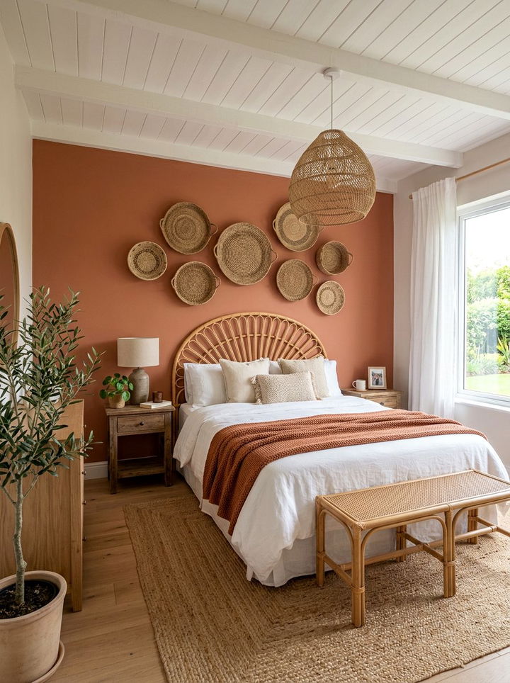 Terracotta Bedroom Woven Textures - 30 terracotta accent wall bedroom