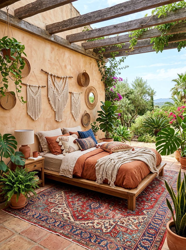 Terracotta Boho Bedroom - 30 orange bedroom ideas