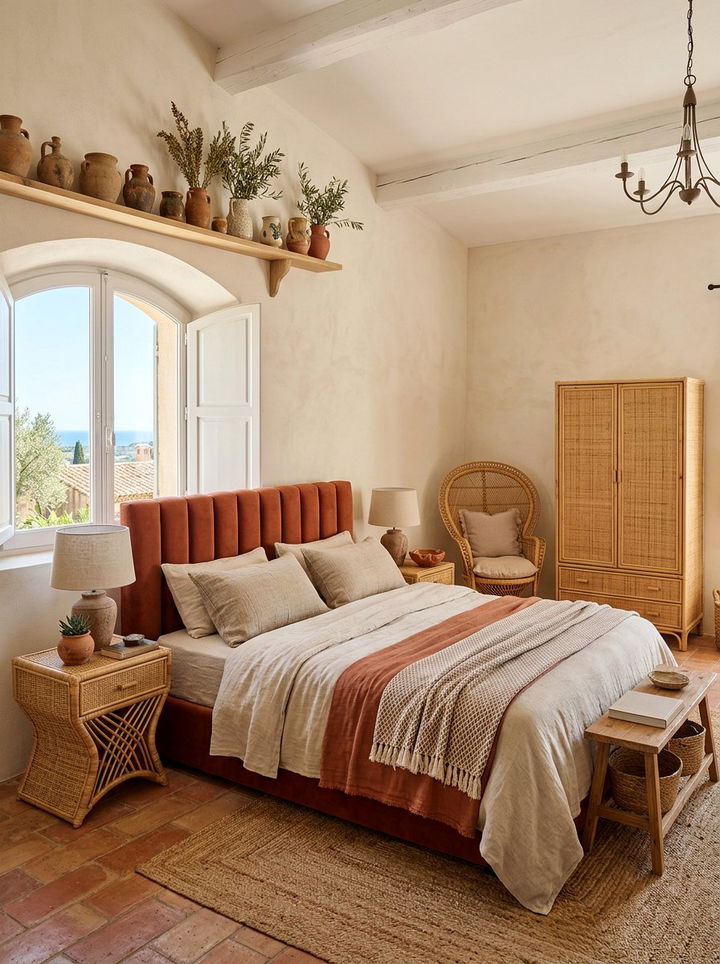 Terracotta Channel Tufted Bedroom - 30 bedroom channel tufted headboards