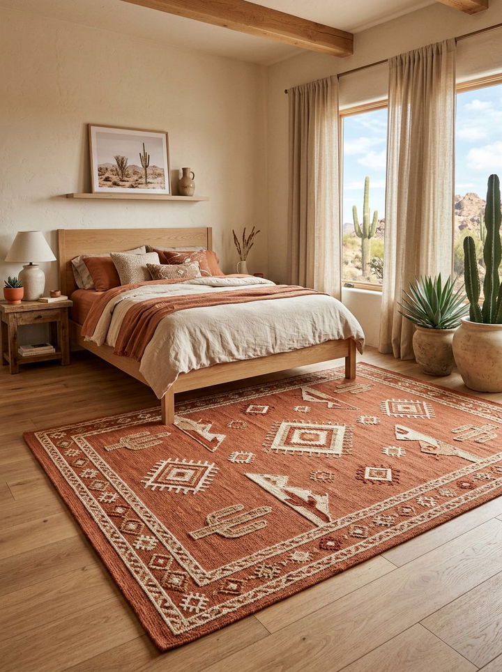 Terracotta Clay Toned Rug - 30 bedroom rugs
