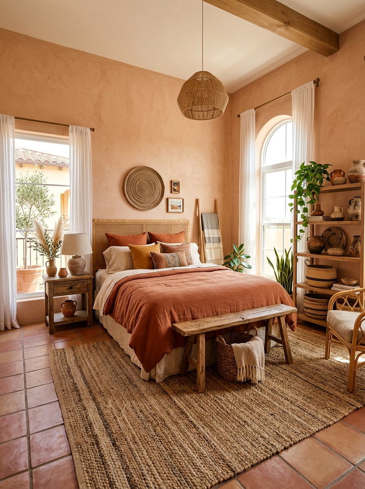Terracotta Earthy Bedroom - 30 monochromatic bedroom ideas