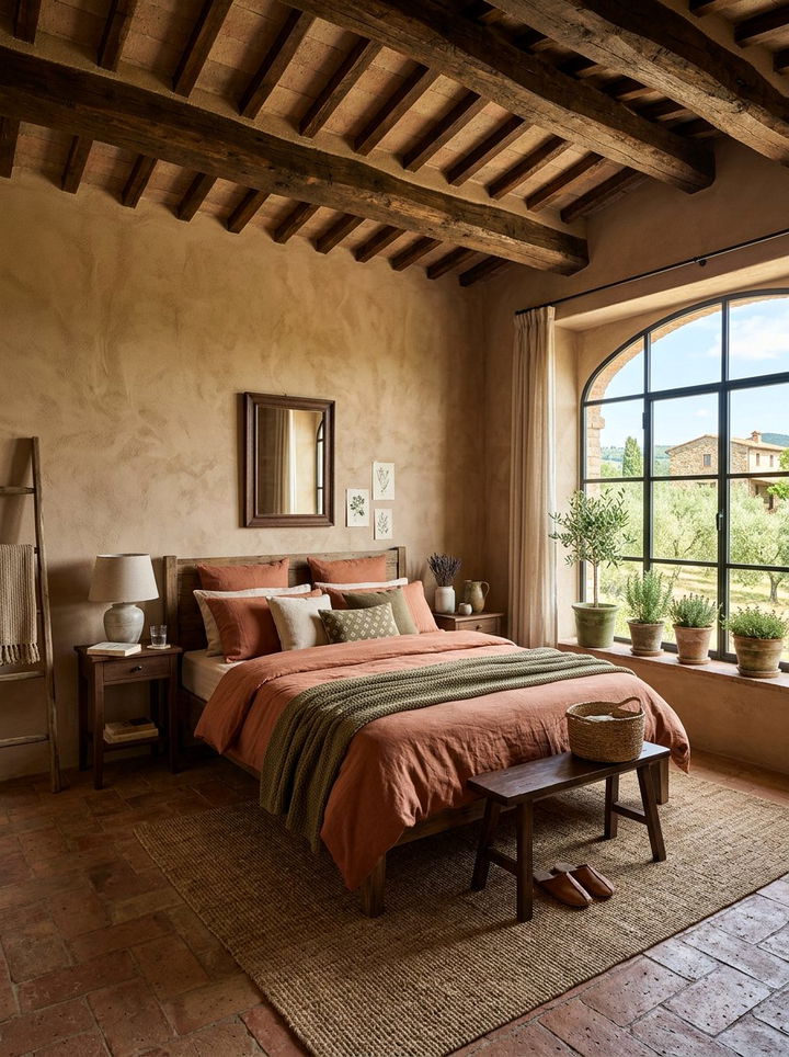 Terracotta Farmhouse Bedroom - 30 farmhouse bedroom color ideas
