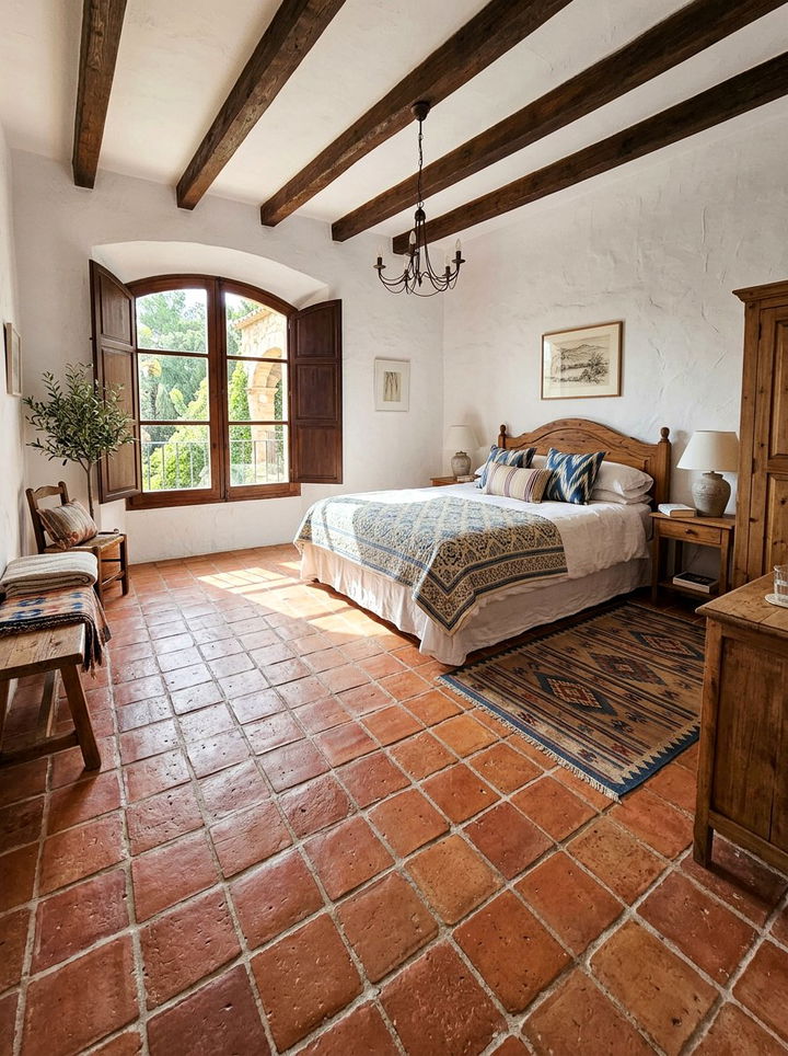 Terracotta Floor - 30 natural bedroom ideas