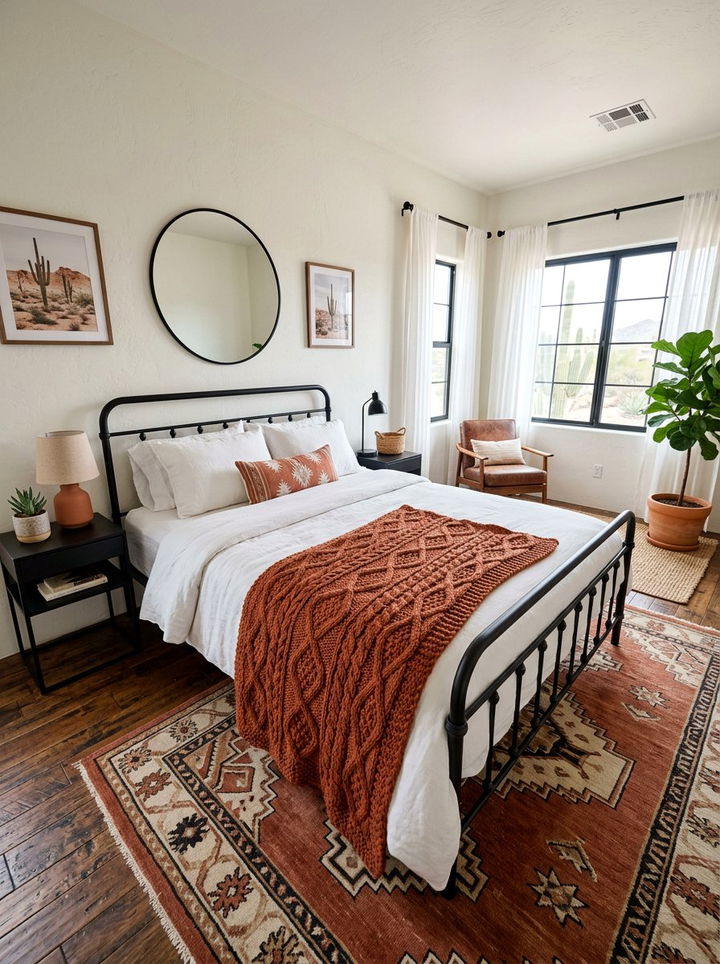 Terracotta Knit Blanket - 30 bedroom knit blankets