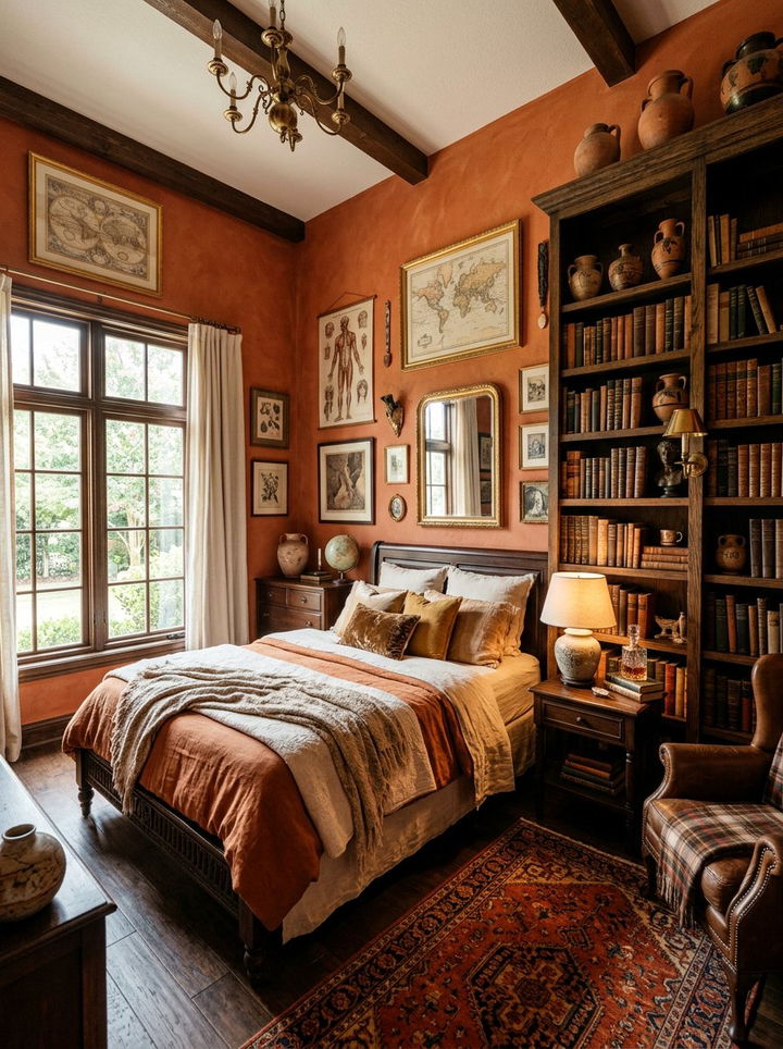 Terracotta Orange - 30 dark academia bedroom color ideas