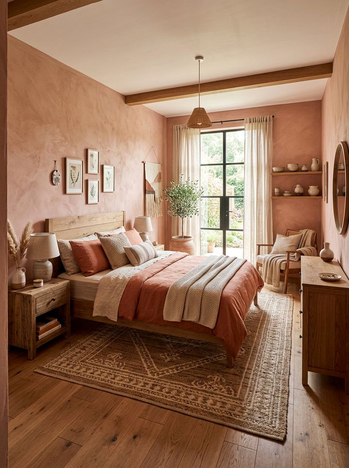 Terracotta Pink Bedroom - 30 pink bedroom ideas