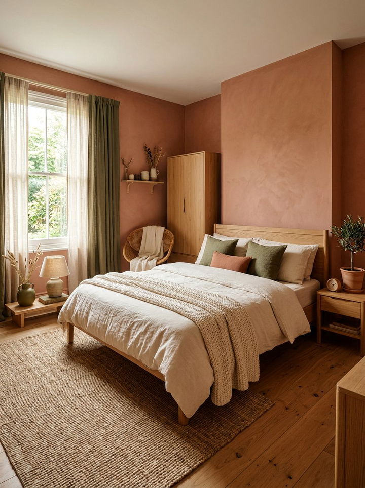 Terracotta Pink Walls - 30 bedroom pink walls