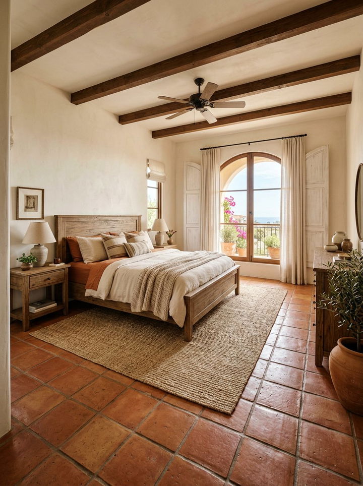 Terracotta Tile Floors - 30 Mediterranean bedroom ideas