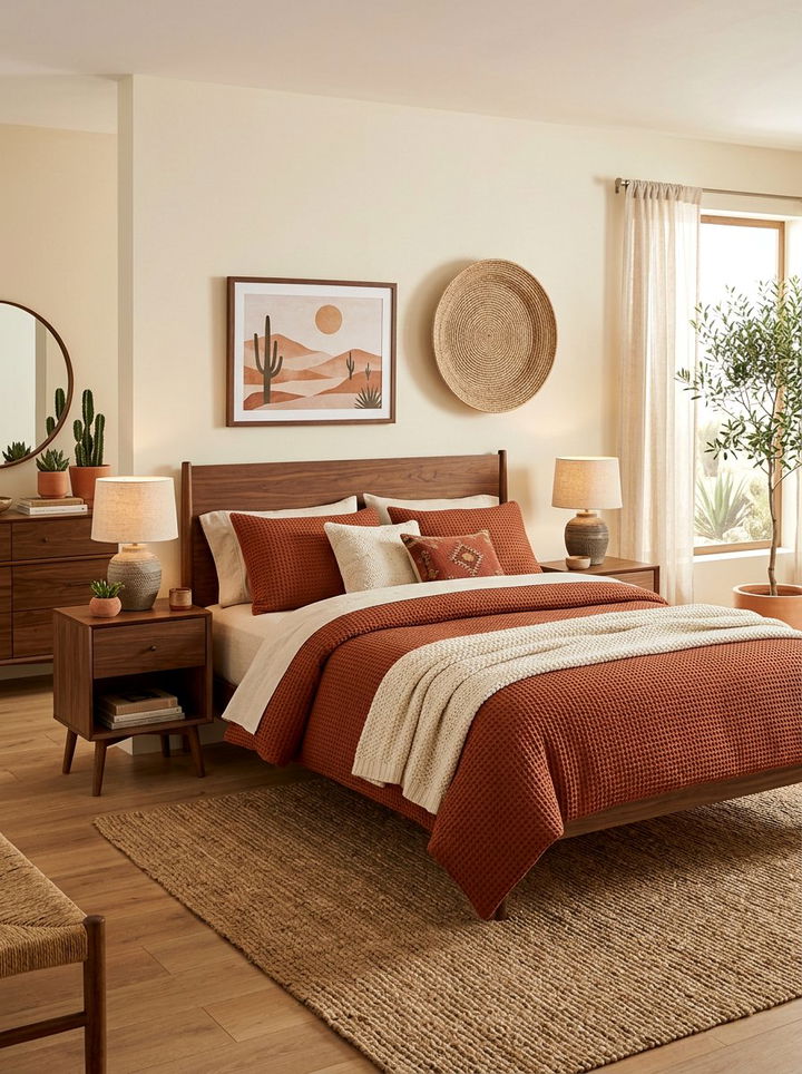 Terracotta Waffle Knit Bedding - 30 bedroom bedding sets