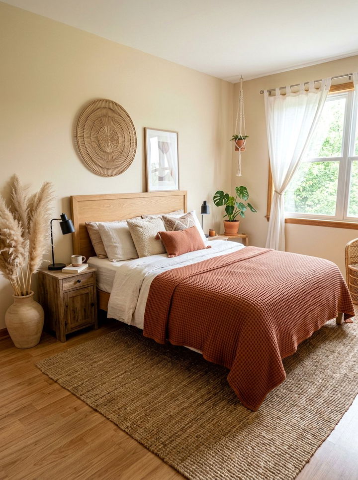 Terracotta Waffle Knit - 30 bedroom bedding ideas
