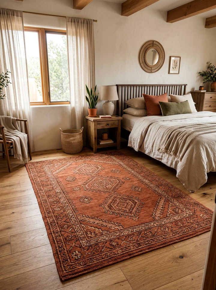Terracotta Wool Rug - 30 bedroom wool rugs