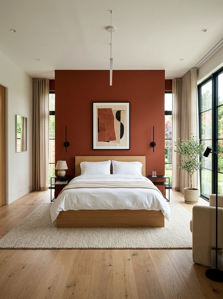 Terracotta accent wall - 30 terracotta bedroom ideas