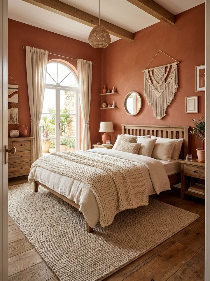 Terracotta and cream bedroom - 30 colorful bedroom ideas