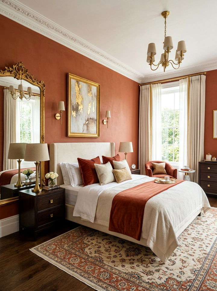 Terracotta and gold bedroom - 30 terracotta bedroom ideas
