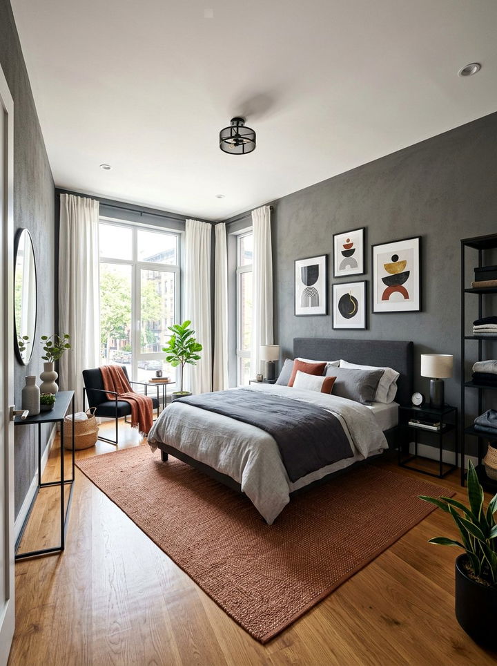 Terracotta and grey bedroom - 30 terracotta bedroom ideas