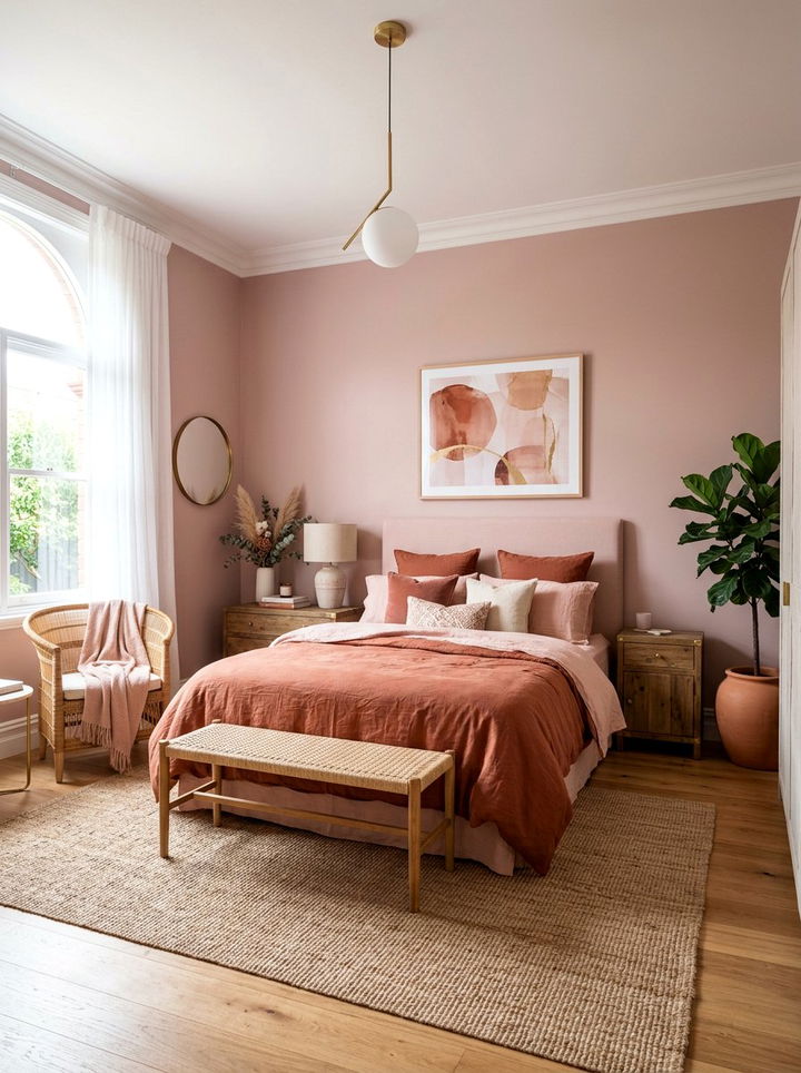 Terracotta and pink bedroom - 30 terracotta bedroom ideas