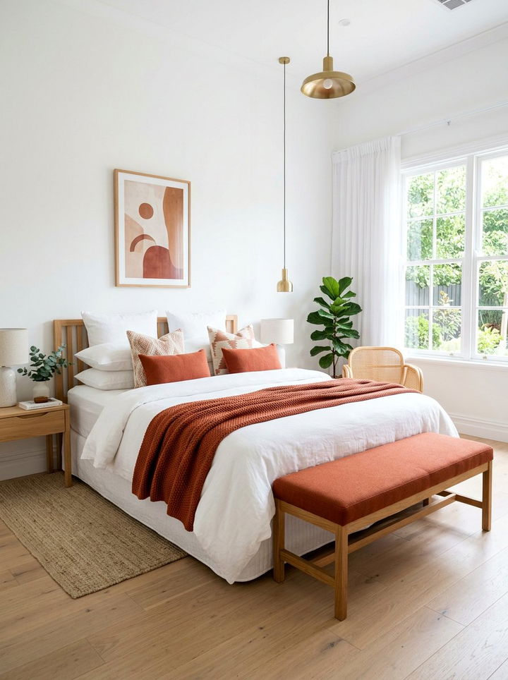 Terracotta and white bedroom - 30 terracotta bedroom ideas