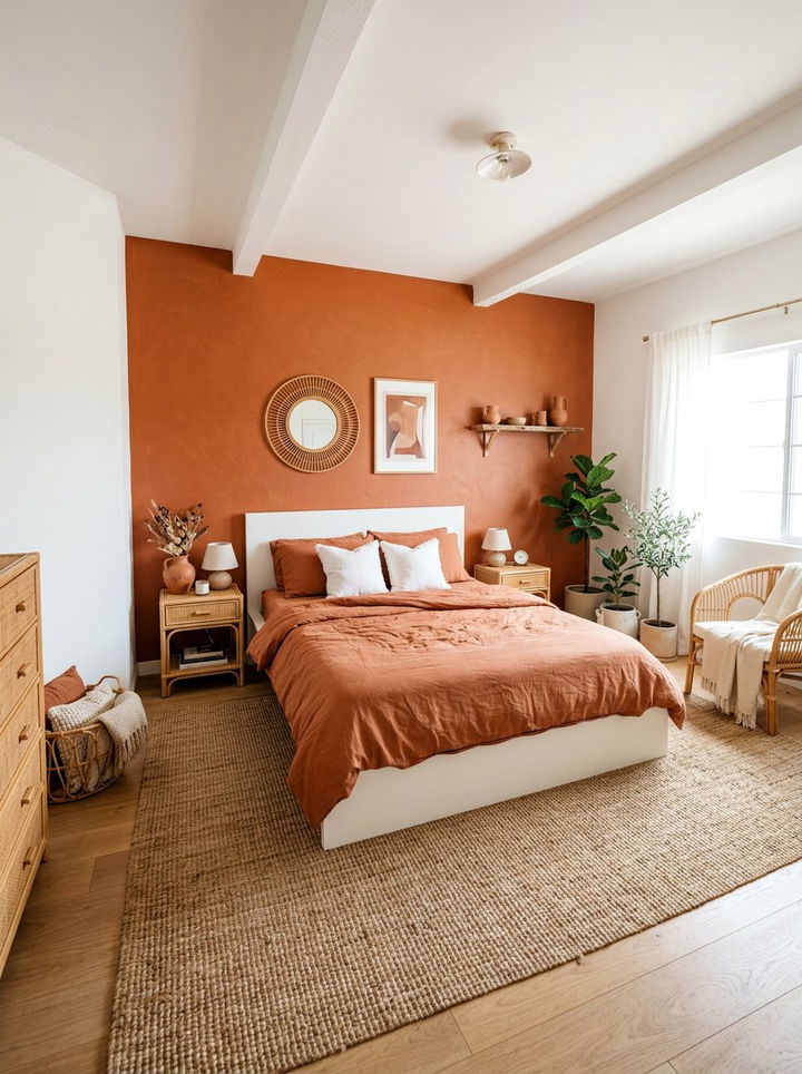 Terracotta and white bedroom - 30 spring inspired bedroom color ideas