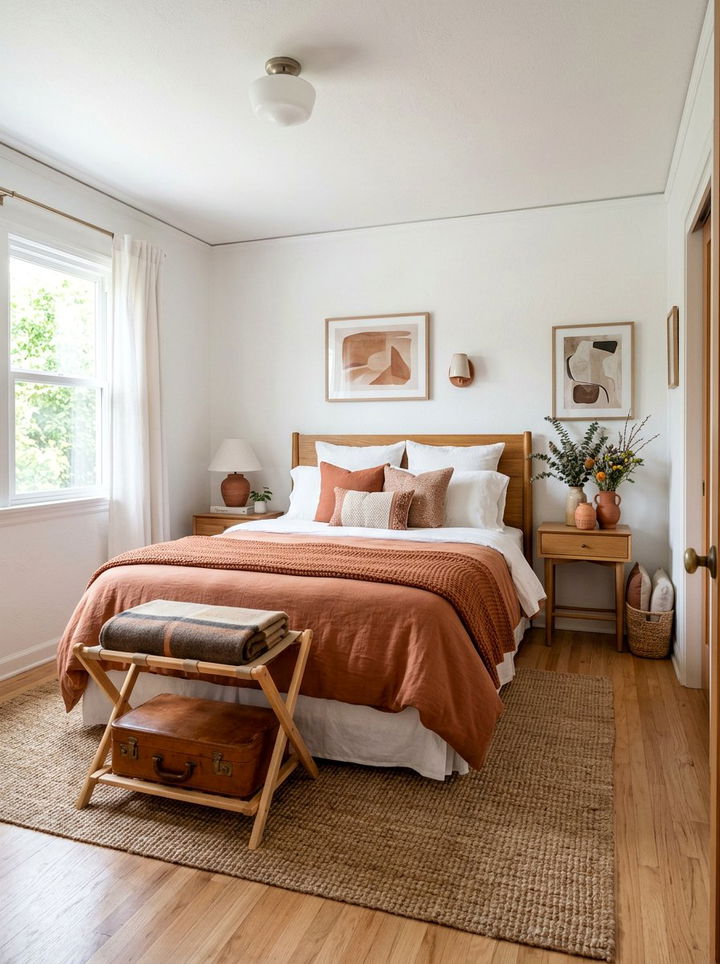 Terracotta and white guest bedroom - 30 terracotta and white bedroom ideas