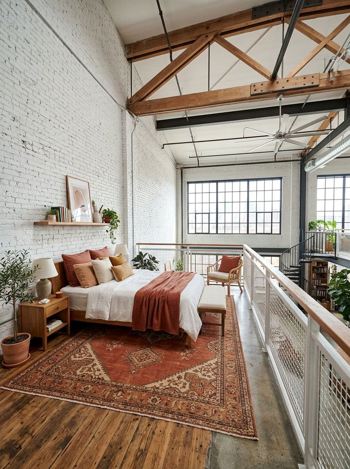 Terracotta and white loft bedroom - 30 terracotta and white bedroom ideas