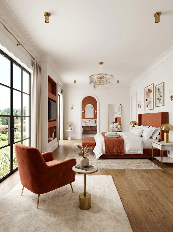 Terracotta and white master suite - 30 terracotta and white bedroom ideas